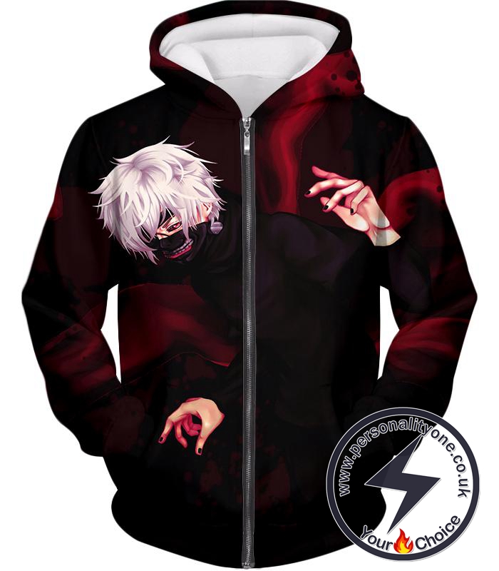 Tokyo Ghoul Awesome Ghoul Ken Kaneki Red Kagune Zip Up Hoodie